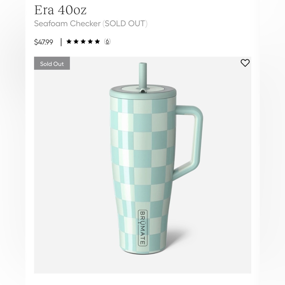Brumate 40oz Seafoam Checker Era Tumbler NWT Similar to Krista Horton Collab